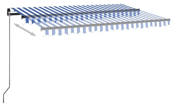 Kék/fehér automata szélérzékelős és LED-es napellenző 450x350cm