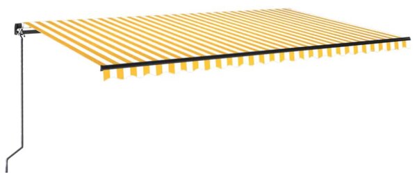 Sárga és fehér kézzel kihúzható LED-es napellenző 500x300 cm