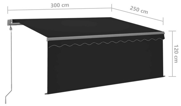Antracitszürke automata kihúzható napellenző redőnnyel 3x2,5 m