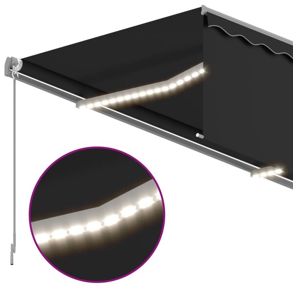 Antracitszürke kihúzható LED-es napellenző redőnnyel 3,5x2,5 m