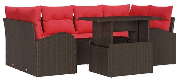 VidaXL Kerti Kanapé Szett párnával 7 pcs Barna polirattan