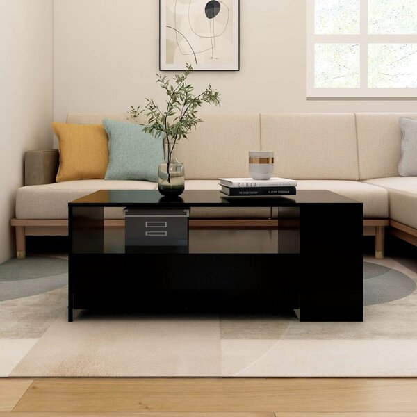 Fekete szerelt fa dohányzóasztal 102 x 55 x 42 cm