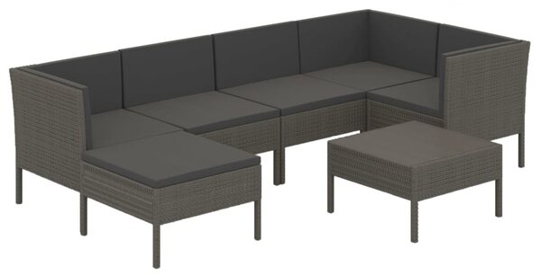 7 részes szürke polyrattan kerti ülőgarnitúra párnákkal