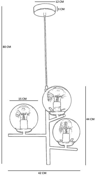 Opviq Csillár Szürke Fekete 9008-4