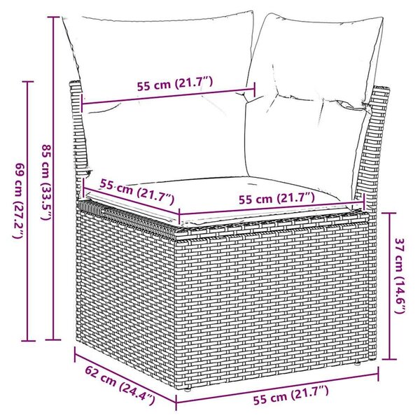 VidaXL 9 részes barna polyrattan akácfa kerti ülőgarnitúra párnákkal