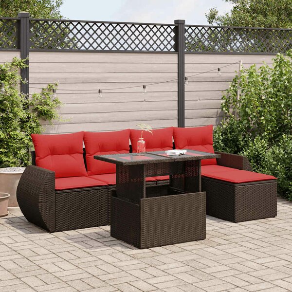 VidaXL 6 részes barna polyrattan akácfa kerti ülőgarnitúra párnával