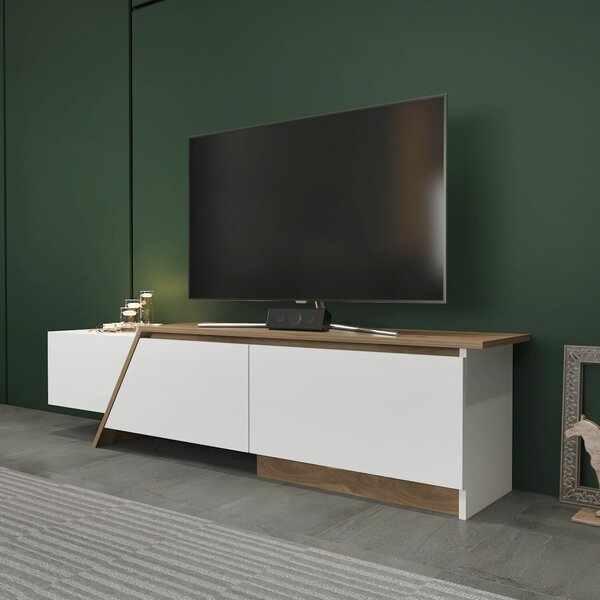 Hanah Home TV-állvány Zonas - fehér, dió