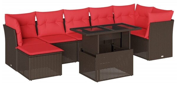 VidaXL 8 db barna polyrattan kerti kanapégarnitúra párnákkal