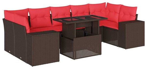 VidaXL 8 db barna polyrattan kerti kanapégarnitúra párnákkal