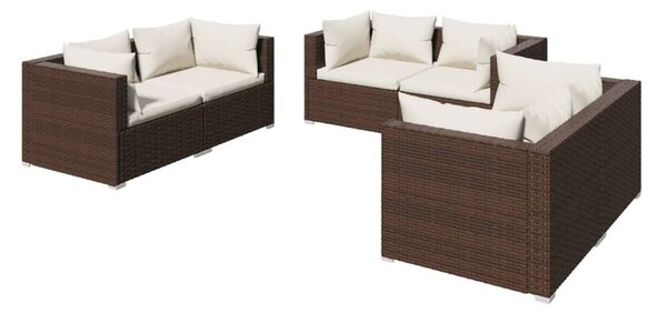 6 részes barna polyrattan kerti ülőgarnitúra párnákkal