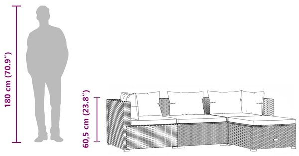 4 részes barna polyrattan kerti ülőgarnitúra párnákkal
