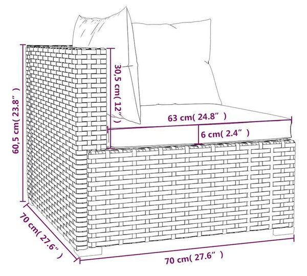 4 részes barna polyrattan kerti bútorszett párnákkal