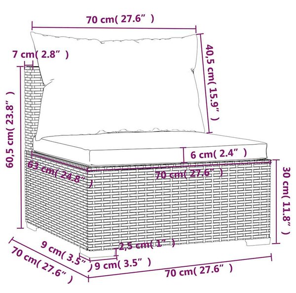 4 részes barna polyrattan kerti bútorszett párnákkal