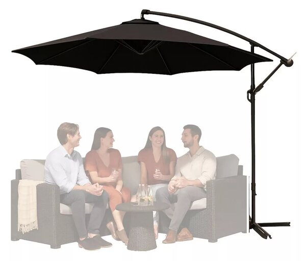 Oldalsó kerti napernyő állítható dőlésszögű tetővel 350 x 250 cm fekete