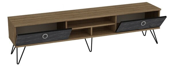 Hanah Home TV Stand Walnut Black Lorenz
