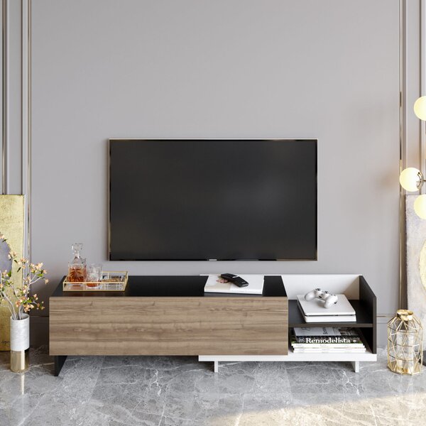 Hanah Home TV Stand White Black Walnut Parion - White, Black, Walnut