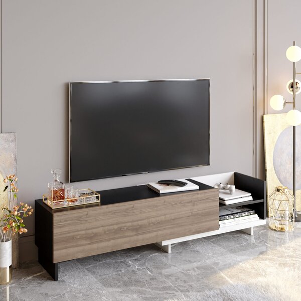 Hanah Home TV Stand White Black Walnut Parion - White, Black, Walnut