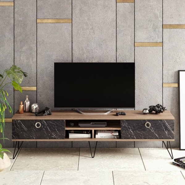 Hanah Home TV Stand Walnut Black Lorenz