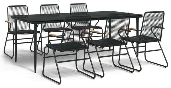 VidaXL 7 részes fekete PVC rattan kerti étkezőgarnitúra