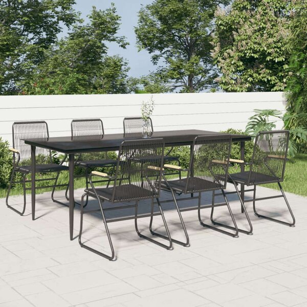 VidaXL 7 részes fekete PVC rattan kerti étkezőgarnitúra