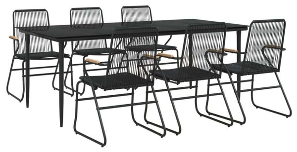 VidaXL 7 részes fekete PVC rattan kerti étkezőgarnitúra