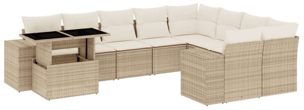 VidaXL Polyrattan Kerti Ülőgarnitúra - 10 részes - Bézs