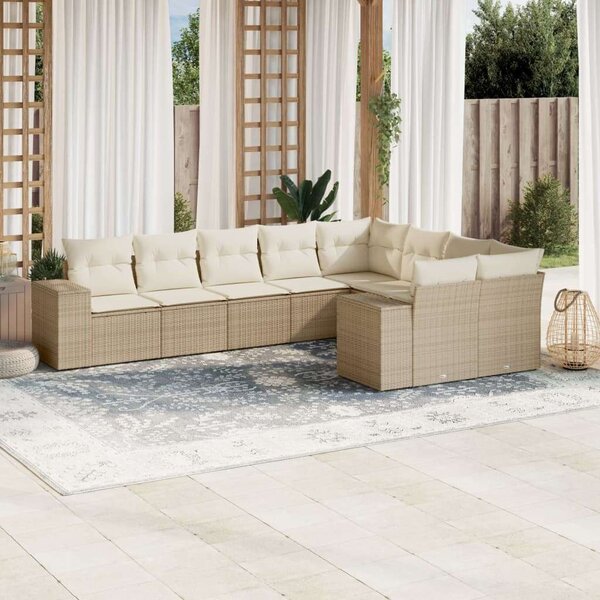 VidaXL Polyrattan Kerti Ülőgarnitúra - 9 részes - Bézs