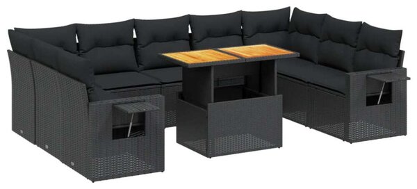 VidaXL Polyrattan Kerti Ülőgarnitúra - Fekete - 10 részes