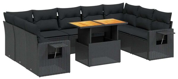 VidaXL Polyrattan Kerti Ülőgarnitúra - Fekete - 10 részes