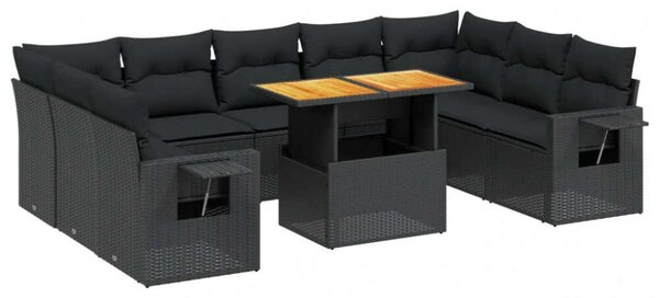 VidaXL Polyrattan Kerti Ülőgarnitúra - Fekete - 10 részes