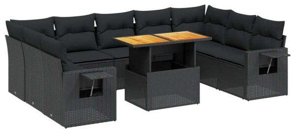 VidaXL Polyrattan Kerti Ülőgarnitúra - Fekete - 10 részes