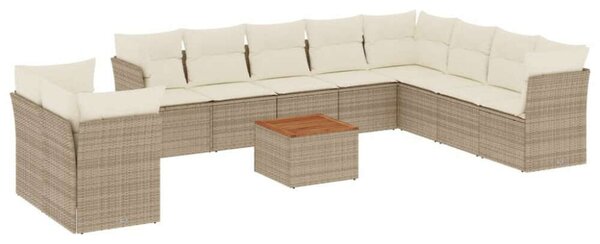 VidaXL Polyrattan Kerti Ülőgarnitúra - Bézs - 11 részes