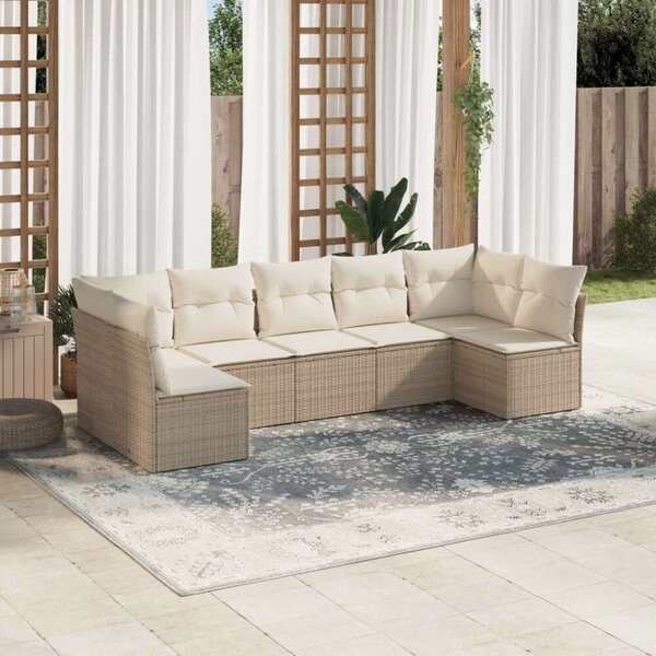 VidaXL Polyrattan Kerti Ülőgarnitúra - 7 részes - Bézs