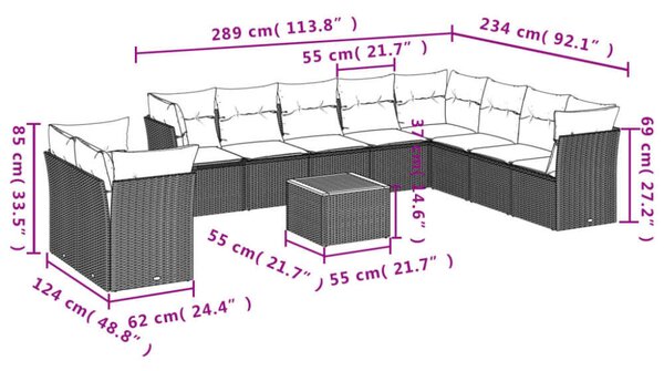VidaXL Polyrattan Kerti Ülőgarnitúra - Bézs - 11 részes
