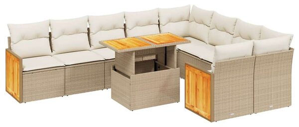 VidaXL Polyrattan Kerti Ülőgarnitúra - 10 részes - Bézs