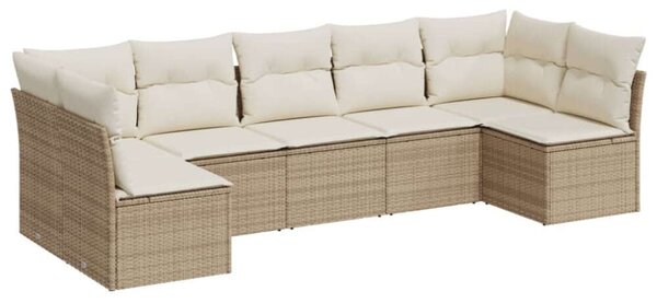 VidaXL Polyrattan Kerti Ülőgarnitúra - 7 részes - Bézs