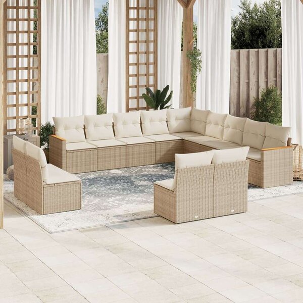 VidaXL Polyrattan Kerti Ülőgarnitúra - 13 részes - Bézs