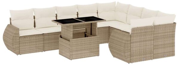 VidaXL Polyrattan Kerti Ülőgarnitúra - 10 részes - Bézs