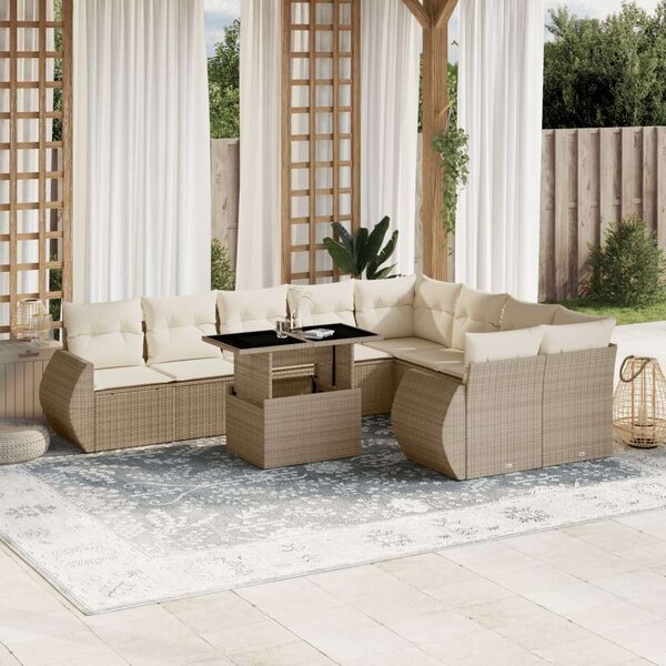VidaXL Polyrattan Kerti Ülőgarnitúra - 10 részes - Bézs