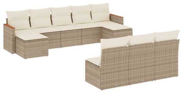 VidaXL Polyrattan Kerti Ülőgarnitúra - 10 részes - Bézs