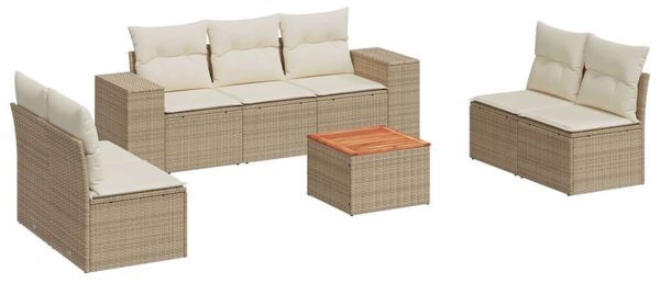 Polyrattan Kerti Ülőgarnitúra - 8 részes - Bézs