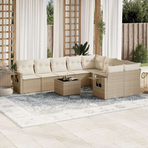 VidaXL Polyrattan Kerti Ülőgarnitúra - 10 részes - Bézs