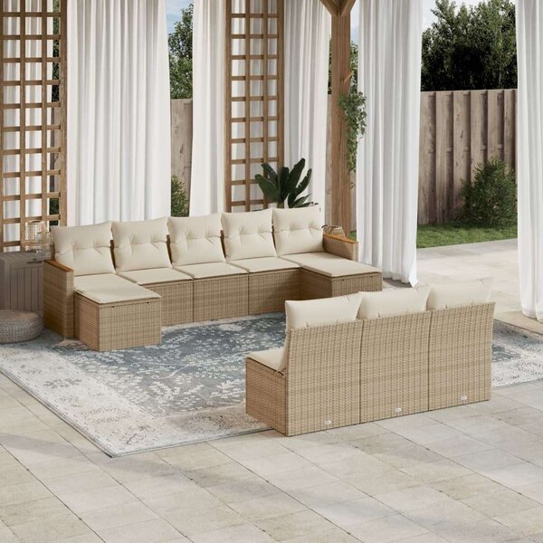 VidaXL Polyrattan Kerti Ülőgarnitúra - 10 részes - Bézs