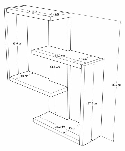 Hanah Home Wall Shelf Oak White Ars1-Sw