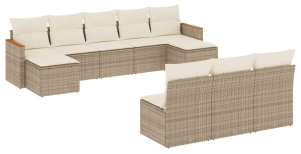 VidaXL Polyrattan Kerti Ülőgarnitúra - 10 részes - Bézs
