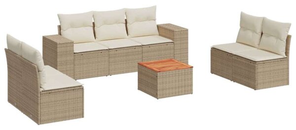 Polyrattan Kerti Ülőgarnitúra - 8 részes - Bézs