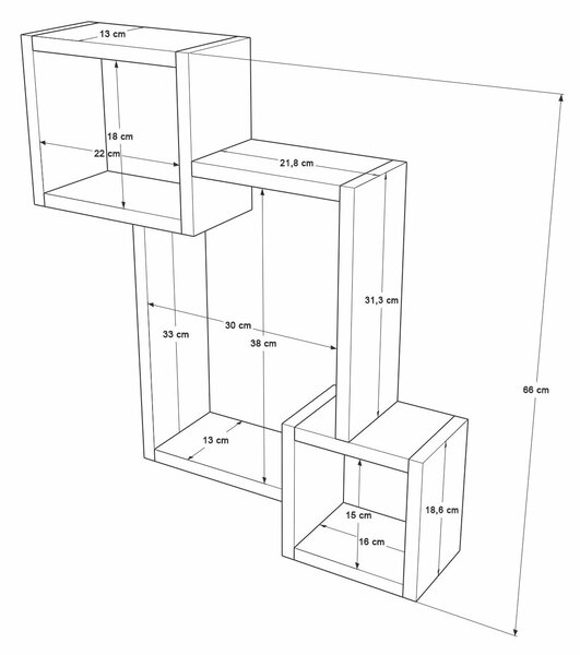 Hanah Home fali polc, fehér, Ars3-W