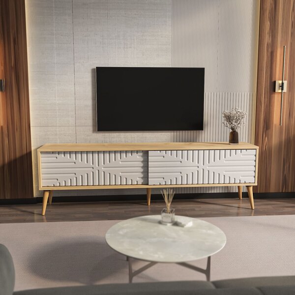 Hanah Home TV állvány Sapphire Oak White Riso - Zafír Tölgy, Fehér