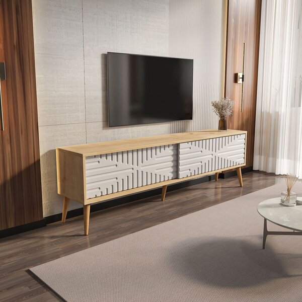 Hanah Home TV állvány Sapphire Oak White Riso - Zafír Tölgy, Fehér