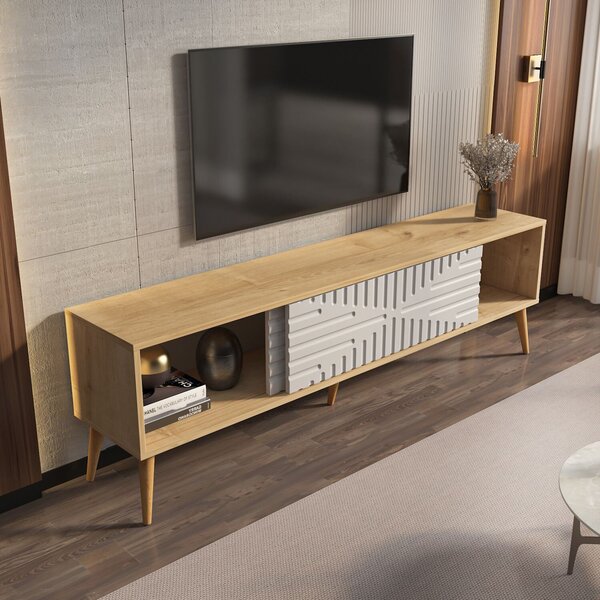 Hanah Home TV állvány Sapphire Oak White Riso - Zafír Tölgy, Fehér